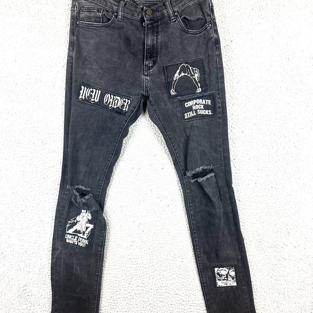 Vintage mnml Men's New Order Silk Screen Black X236 Denim Jeans